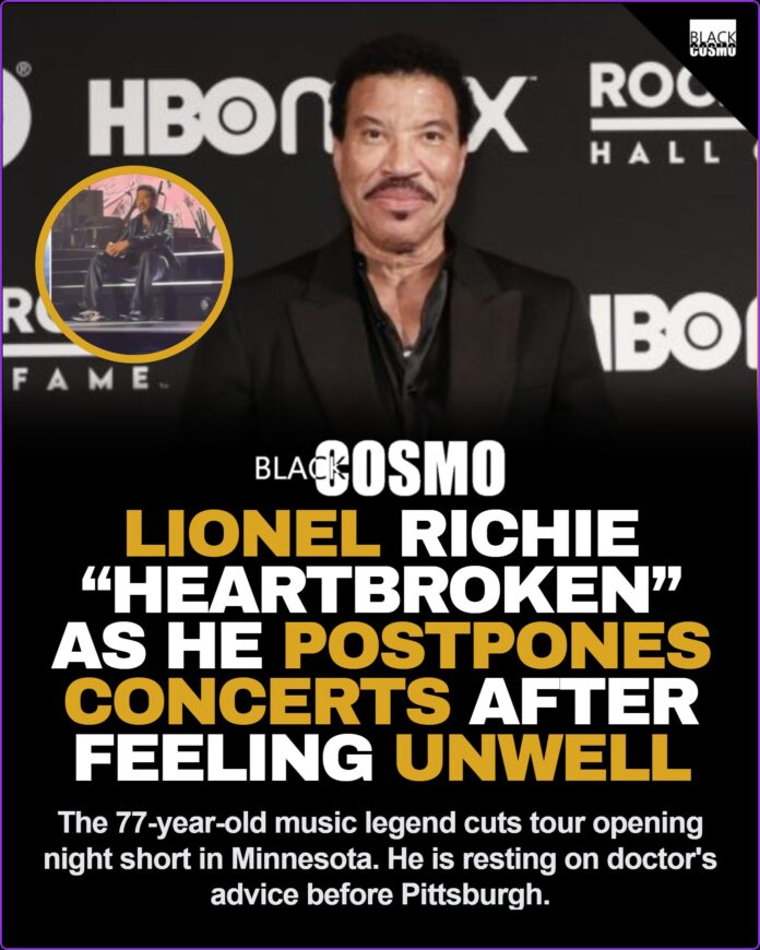 Lionel Richie Postpones Tour Dates After On-Stage Health Scare Lionel Richie performing on stage in a classic setting, illustrating his legendary music career.