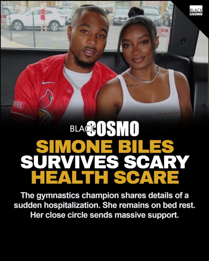 Simone Biles Health Update: Star Recovers After Hospitalization Simone Biles performing on the floor exercise during the artistic gymnastics competition at the Paris Olympics.