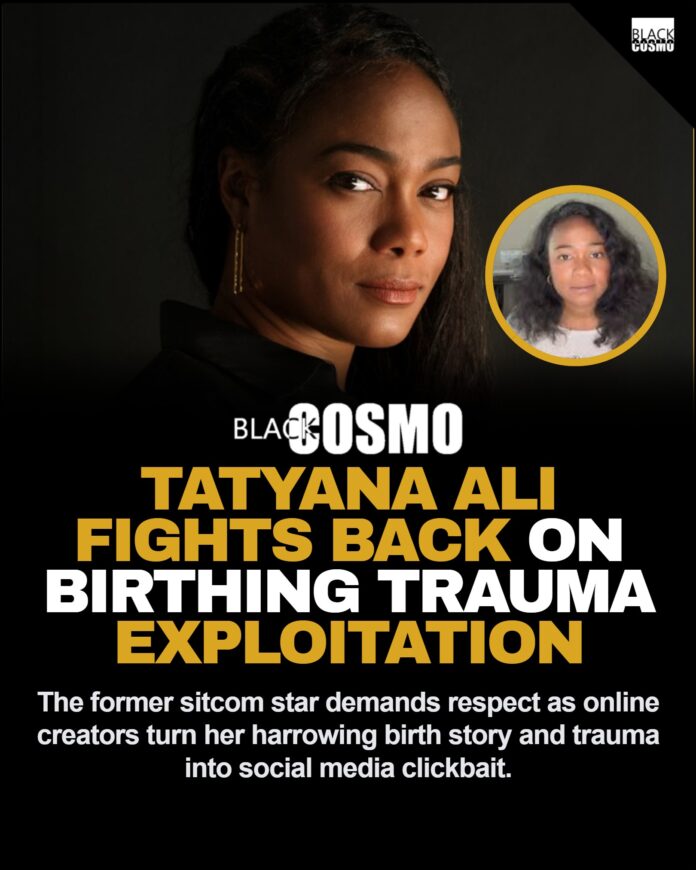Fresh Prince of Bel-Air’ Star Tatyana Ali Snaps at Critics Turning Her Pain Into Profit After Her Birthing Story Goes Viral Tatyana Ali posing gracefully in a black dress at an event.