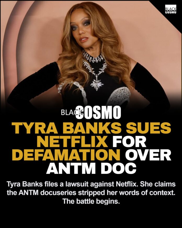 Tyra Banks Sues Netflix Defamation America Next Top Model Doc Tyra Banks posing at an event with a clean, confident look.
