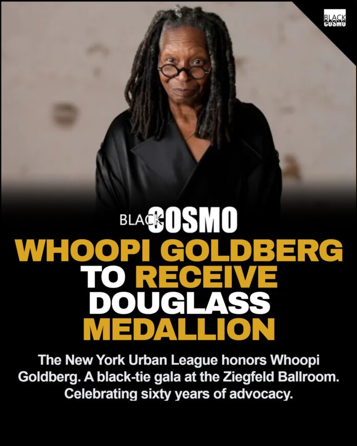 Whoopi Goldberg to Receive Frederick Douglass Medallion at 60th NYUL Gala Whoopi Goldberg speaking at an event.