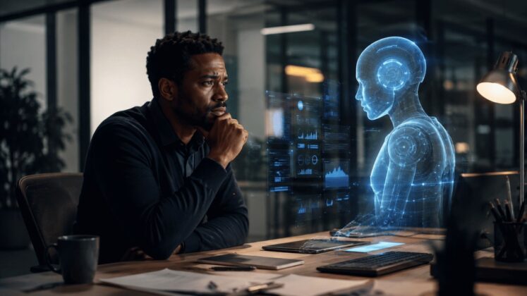 An abstract representation of a diverse job candidate's resume being scanned by a digital glowing lock, symbolizing AI gatekeeping.