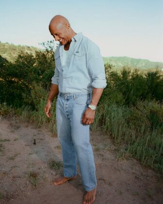 Dwayne Johnson posing for the Summer 2026 issue of Esquire magazine, photographed by Shaniqwa Jarvis