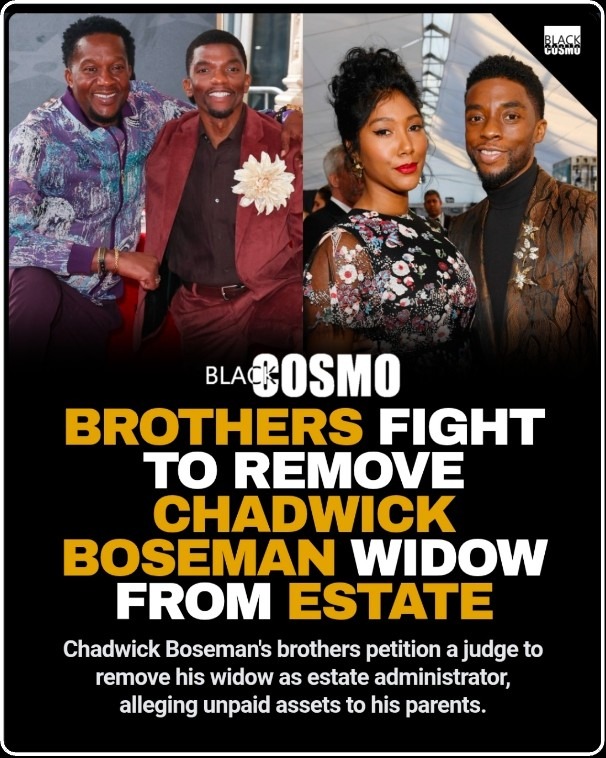 Chadwick Boseman Estate Dispute: Brothers File to Remove Widow A close-up portrait of Chadwick Boseman and Taylor Simone Ledward-Boseman.