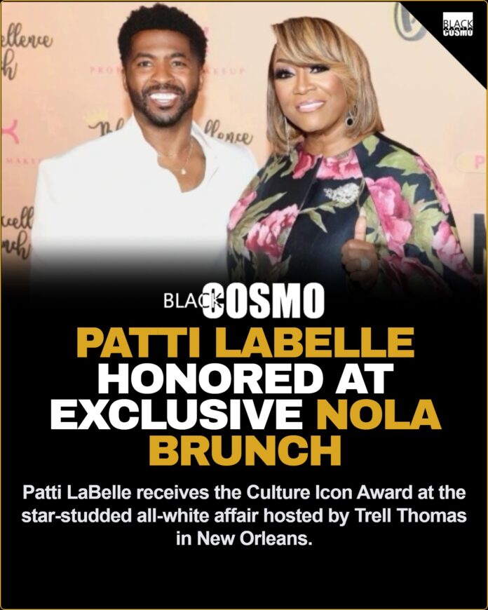 Patti LaBelle Honored At Black Excellence Brunch | BlkCosmo Patti LaBelle smiling warmly in an elegant cream-colored outfit at an exclusive event.