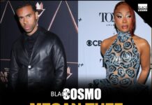 Vic Mensa Defends Megan Thee Stallion Vic Mensa and Megan Thee Stallion side-by-side graphic highlighting industry double standards