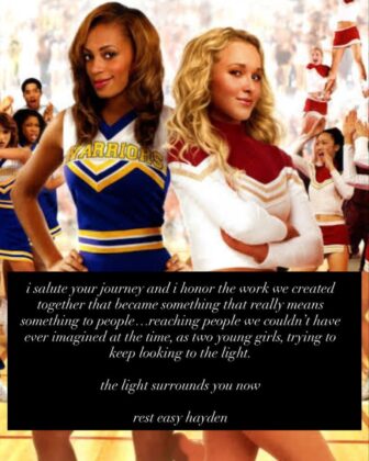 A nostalgic promotional still of Solange Knowles and Hayden Panettiere in the 2006 film Bring It On: All or Nothing.