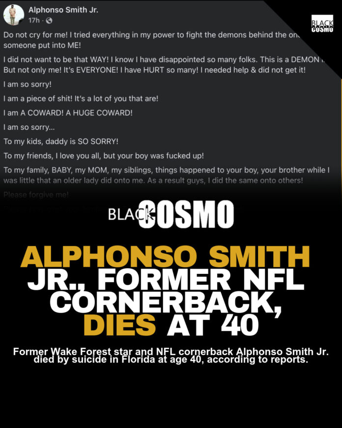 Alphonso Smith Jr. Dead at 40 – Former NFL Player Alphonso Smith Jr. Dead at 40 – Former NFL Player